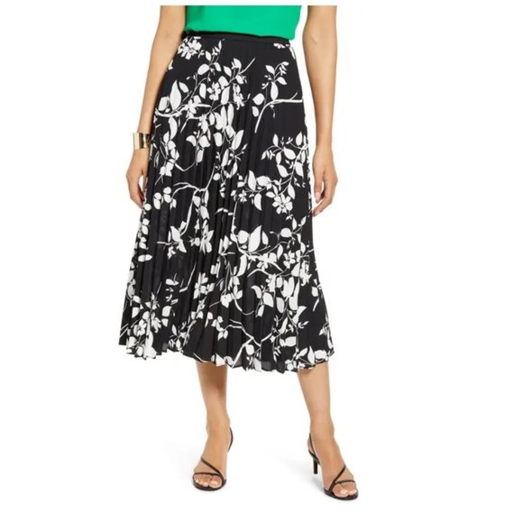 Halogen Printed Pleated Midi Skirt PLUS SIZE
